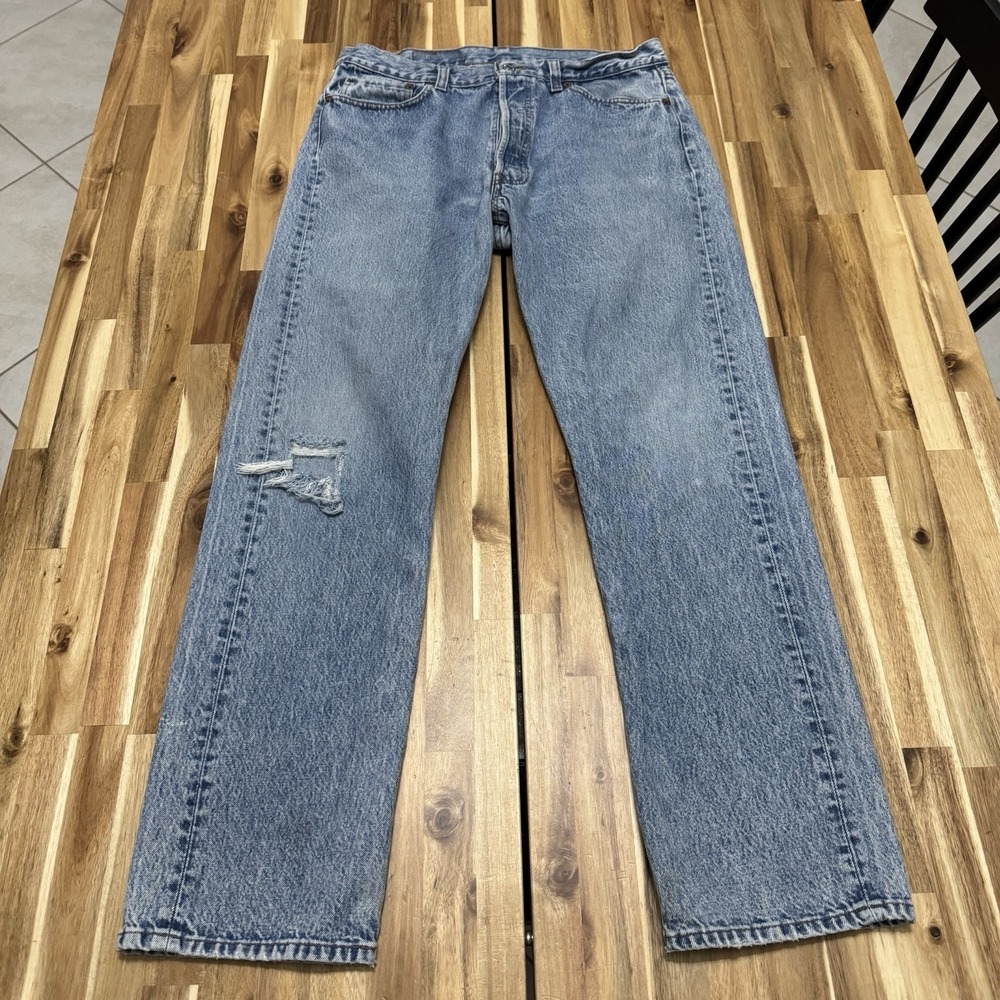 Vintage Levi 501 Jeans Mens 36x32 (Fits 32x32) Light Wash Button Fly USA 80s